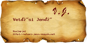 Vetési Jenő névjegykártya